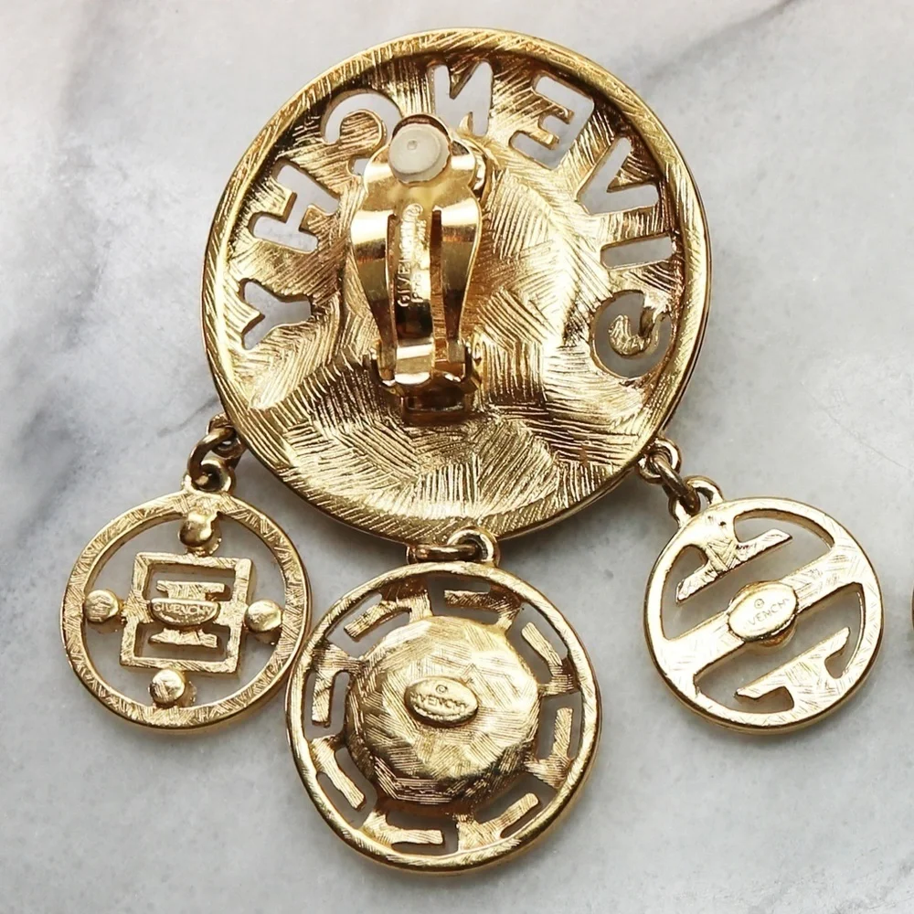 ⚜️ Vintage GIVENCHY LOGO Pearl & Crystal Earrings